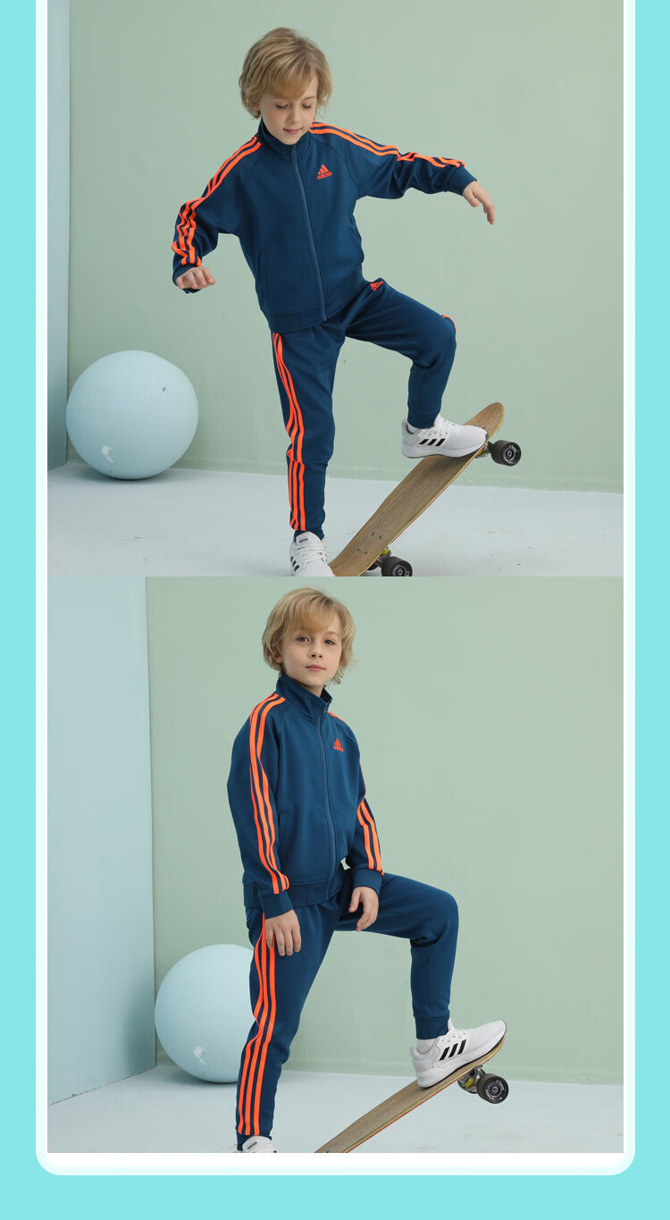 Adidas Children's Lightweight Sportswear Set, Classic Three-Striped Casual Jacket And Pants, Forest Green/white (New Style), Size 110 5
