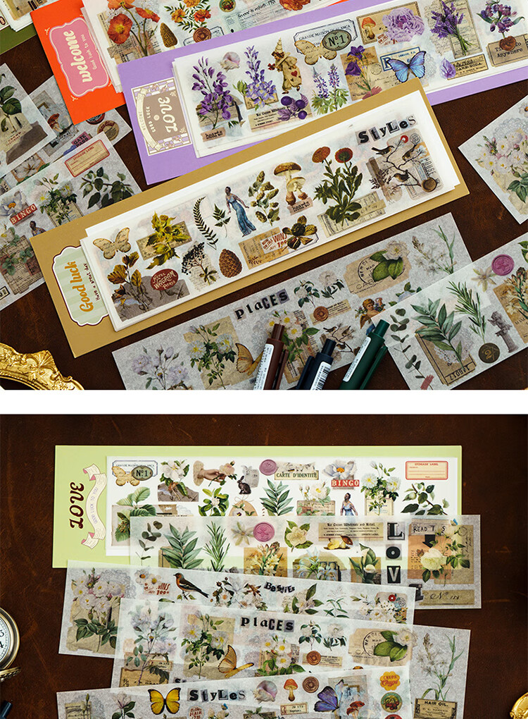 Yuhe Segmented Planner Tape Stickers, Landscape Decorative Stickers And Paper Journal Materials DIY Gift for Girls Children's Day Present, 4 Styles in Total 24 Pieces 4269 12