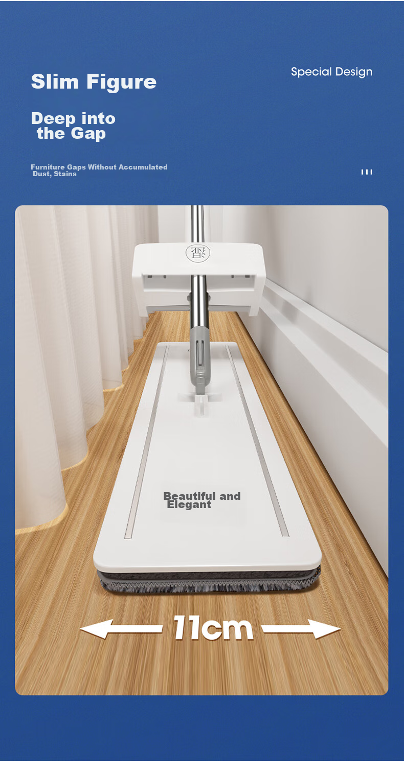 MARYYA Mop Replacement Cloth, 38cm, 1 Piece, Suitable for Dry And Wet Double-Sweep Flat Mops, Thickened Composite Fiber Cloth, Spare Part 8