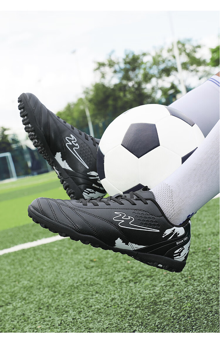 Shuangxing Men's TF Soccer Shoes, Black, Size 35, Adult and Youth Professional Training and Competition Cleats for Children and Students 13