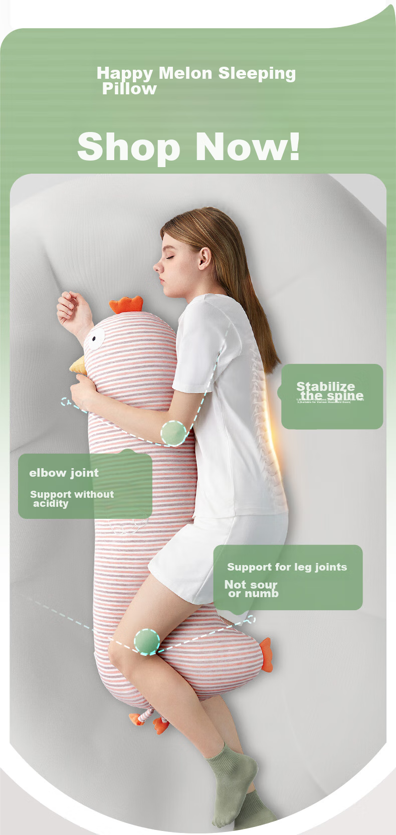 Legua Sleeping Hug Pillow, Full-Length Body Pillow for Bed, Egg Yolk Chicken Plush Toy, Side Sleeping Leg Pillow, Adult Birthday Gift 6