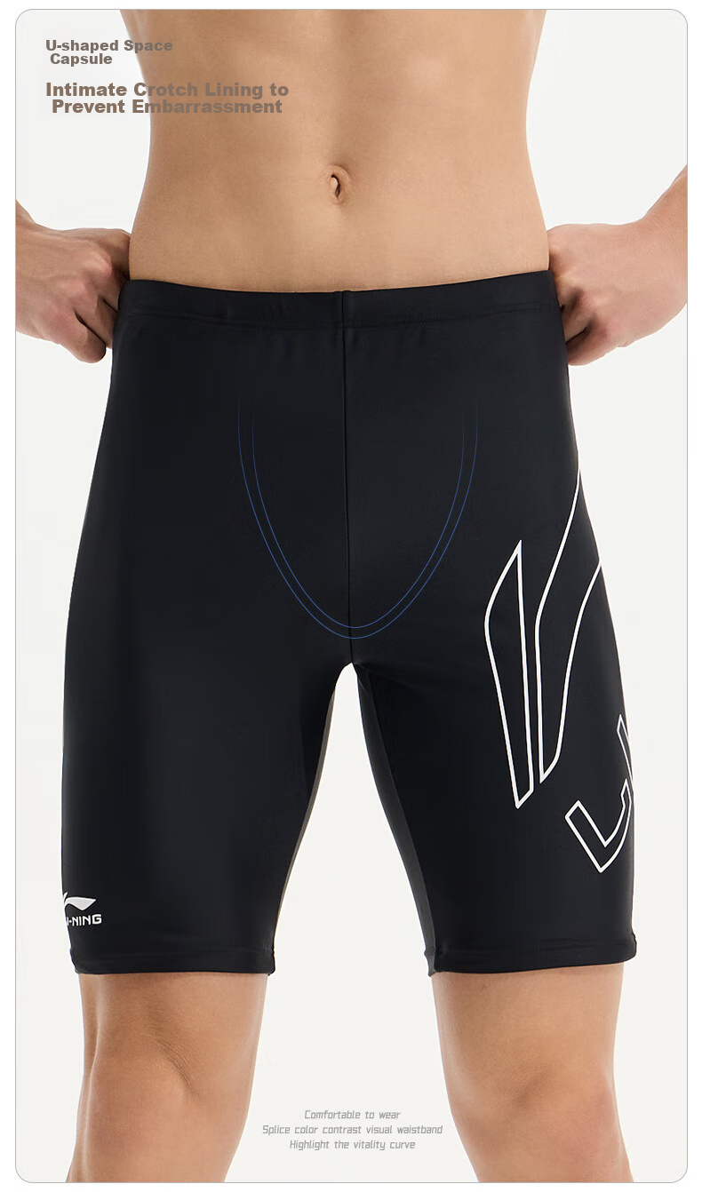 Li-Ning Swim Trunks, Goggles, Swim Cap, Swim Bag Luxury Set, Men's Swimming Trunks Equipment, 888 Set, Myopia 600 Degrees, XL 5