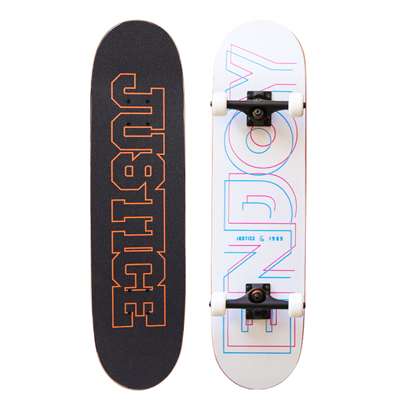 JUSTICE Boiling Point Skateboard for Adults And Teenagers, Professional Skateboard for Beginners, Street Cruising And Double-Warped Skateboard, Party White