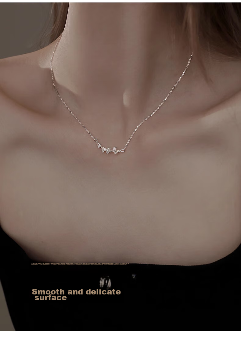 Dijing 999 Sterling Silver Necklace for Women, 2026 New Style, Luxurious High-End Pendant, Ginkgo Leaf Collarbone Chain, Birthday Gift 6