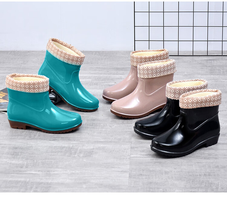 Sichen Colorful Women's High Tube Waterproof Non-Slip Rain Boots Kitchen Rain Shoes Lightweight Work Rubber Shoes Khaki Size 39 6