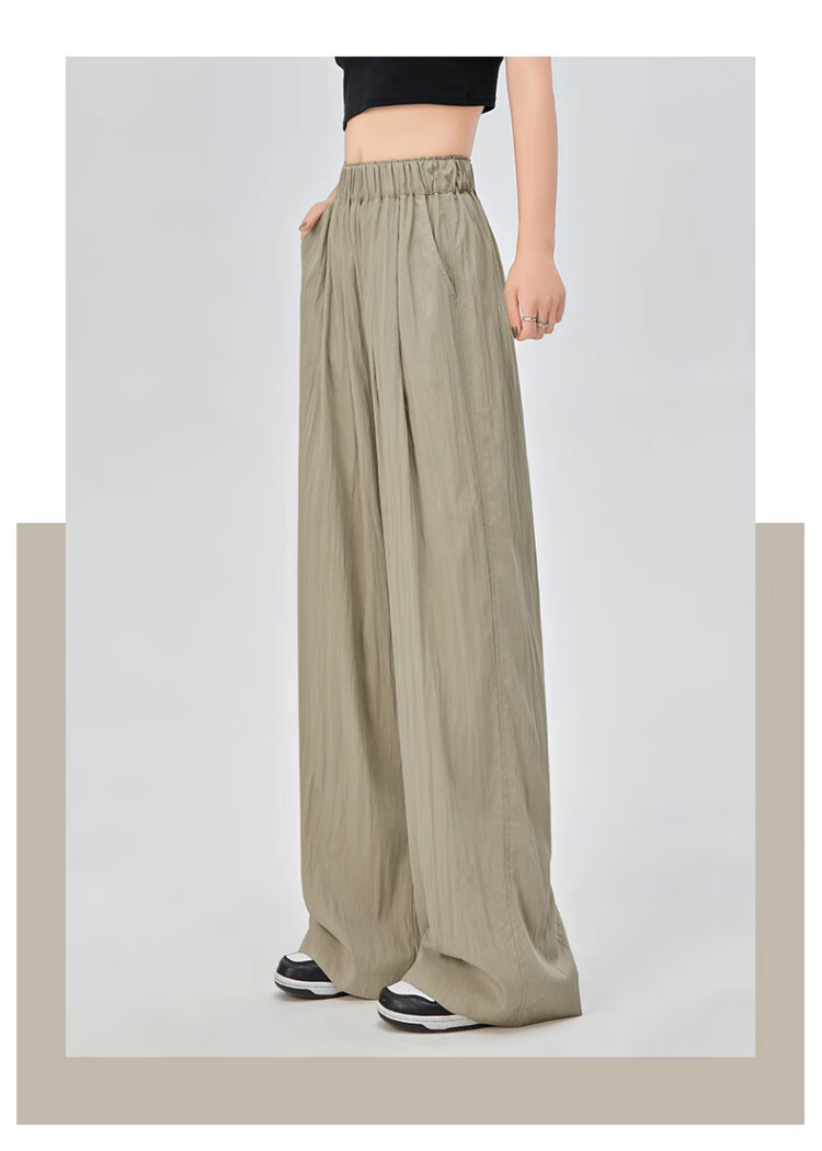 LangSha Women's Pants, Spring And Autumn Thin Style, Slimming Draping Straight Wide-Leg, Casual Loose Linen Floor-Length Loungewear 11