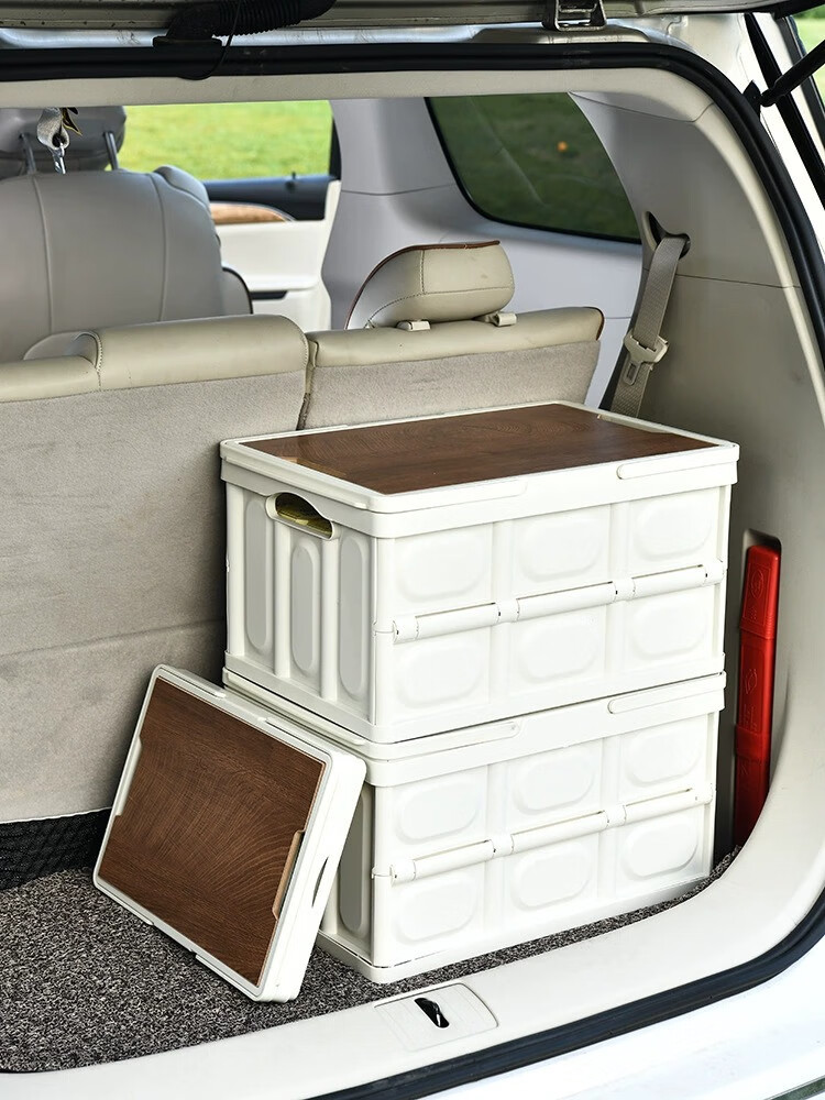 Huashi Car Storage Box, Trunk Organizer, Outdoor Camping Folding Box, Portable Wooden Lid Car-Mounted Handheld Versio 13