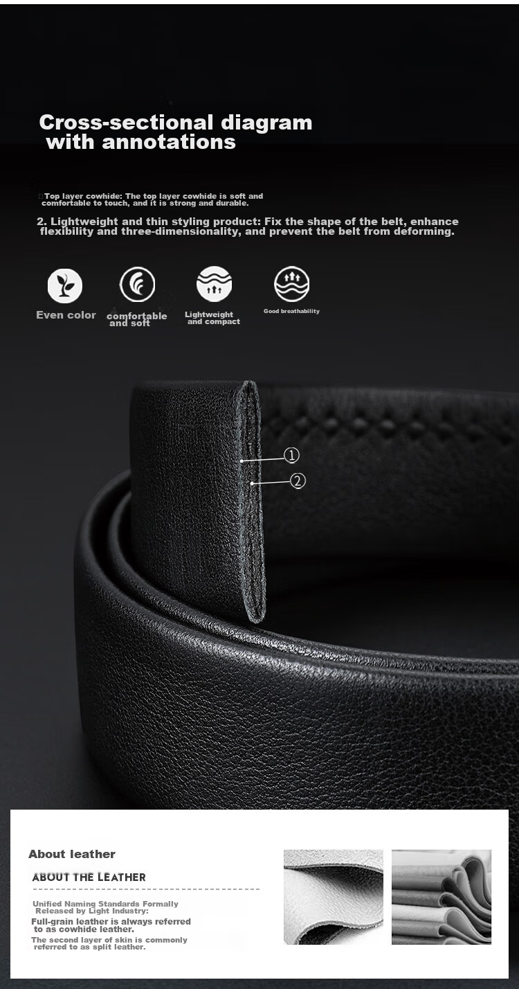 Goldlion Men's Belt with Pin Buckle, Top-Grain Leather Trouser Belt in Gift Box, Birthday Present 8