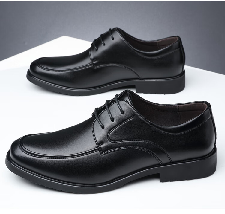 Poitulas Men's Lace-Up Lightweight Versatile Formal Business Casual Shoes, Low-Top Wear-Resistant, 9333 Black, Size 44 10