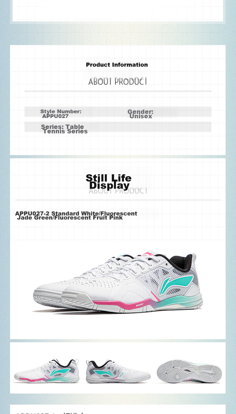 Li-Ning Table Tennis Shoes, Sports Shoes for Men And Women, Badminton Shoes, Non-Slip, Breathable, Eagle Eye 2.0, 027-2, Size 44 18