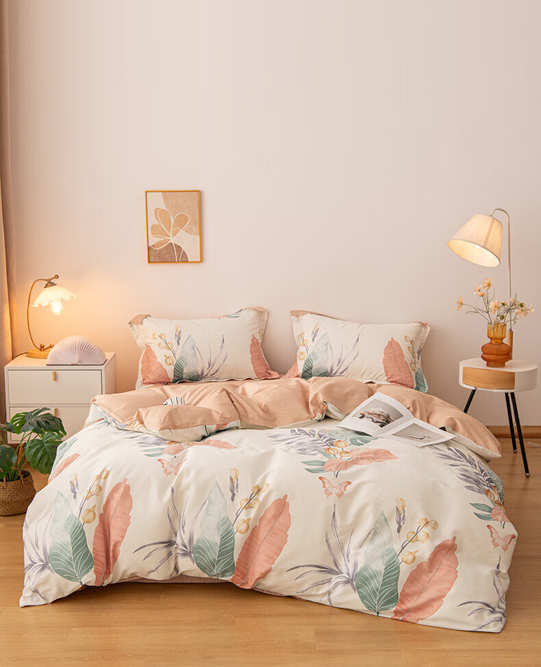 Grace Class 7A Antibacterial Pure Cotton Bedding Set for Single Dormitory, Includes Bed Sheet And Duvet Cover, 1.5*2 Meters Or 1.2m Bed, Elegant Style 2
