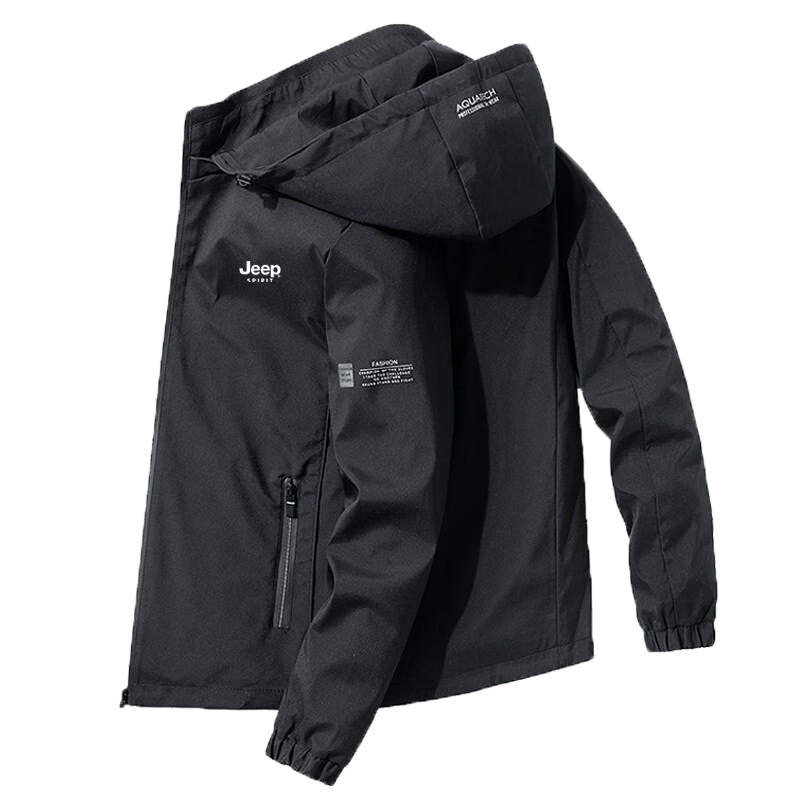 JEEP SPIRIT Men's Jacket, Spring And Autumn Outerwear, Hooded Sports Mountaineering Suit, Casual Versatile Outdoor Wear, Blue, 3XL
