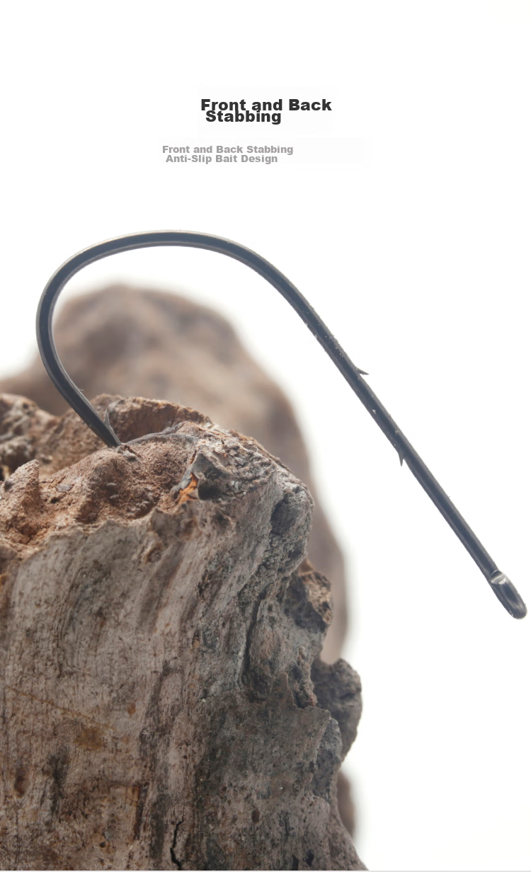 BKK Lure Backstab Double Barbed Straight Handle Hook, Black Pit Free Fishing Set, Reinforced Hook, Long Handle Downfishing Hook 6