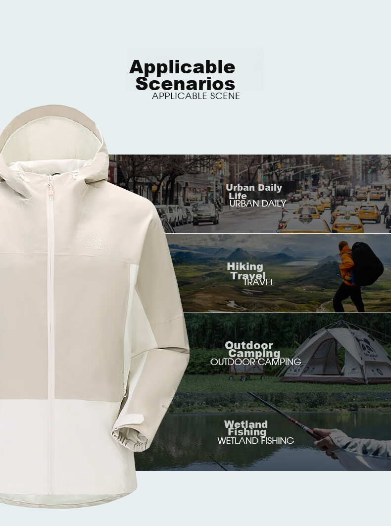 CAMEL Outdoor Mountain-Style Windbreaker Jacket for Men And Women, Single Layer Spring Camping Coat Windproof Clothing TR085 Oatmeal Gray Men XXL 7