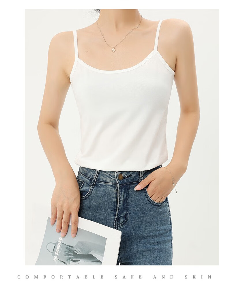 LangSha Women's Summer Camisole Tank Top, Australian Ice-Cotton Elastic Undershirt, Slim-Fit Inner Wear Or Outer Wear Base Layer, Cherry Blossom Pink, M 7