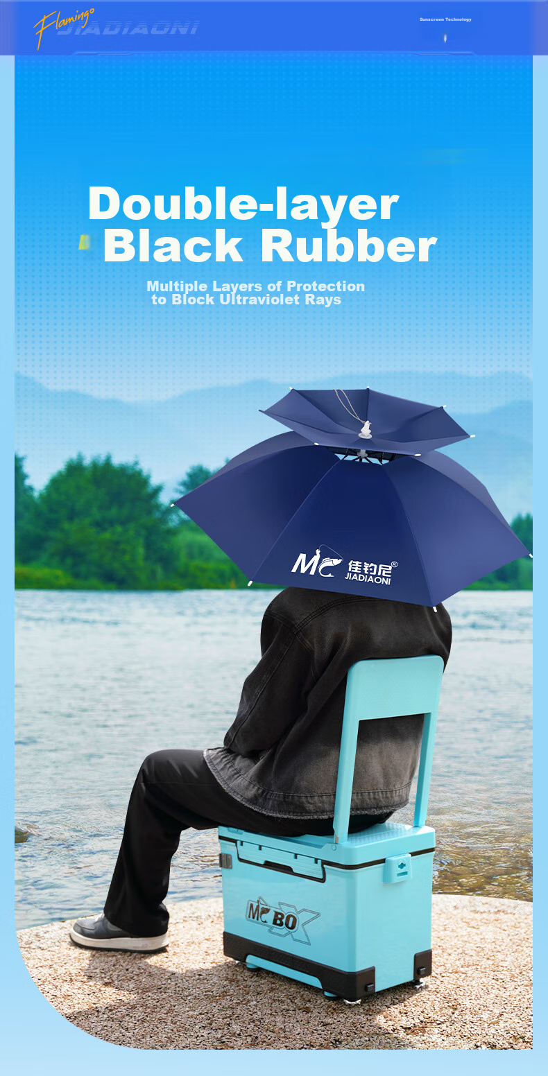 JIADIAONI Head-Mounted Fishing Umbrella Hat, Rain Umbrella, Head-Top Umbrella Hat with Head, Fishing Umbrella for Sun Protection And Rain Protection, Conical Hat 0.93 1