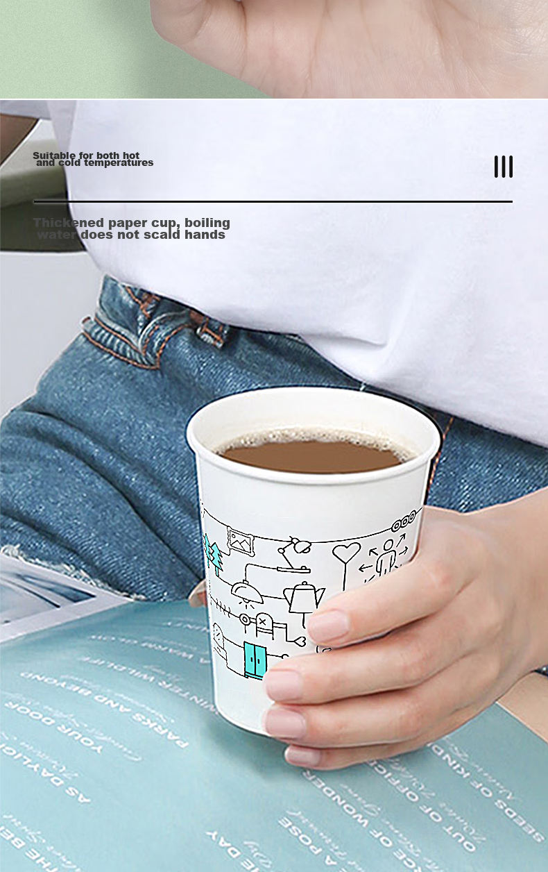 Sodolike Shangdao Disposable Paper Cups, 230ml Thick Paper Cups, Pack of 100, for Office, Business, And Home Use 7