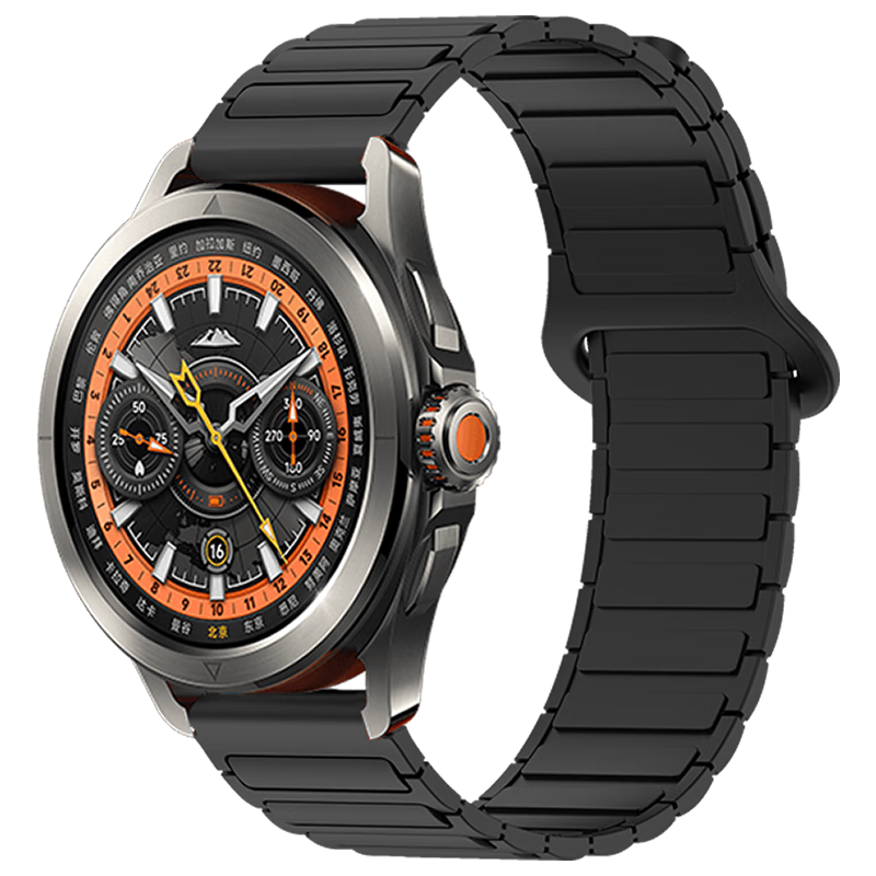 KMaxAI Magnetic Silicone Watch Strap Compatible with Xiaomi S4, S4 Sport, S3/S2/S1 Pro, Fresh Style Watch Band Color Sports Version Creative Replacement Wristband, Black