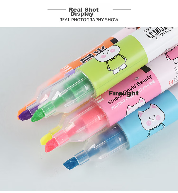 Genvana 6-Color Soft Tip Highlighters, Children's Day Gift, Flat Pen for Note-Taking, Reviewing, Journaling, Memorization Aid, Handwritten Markers G-0543 9