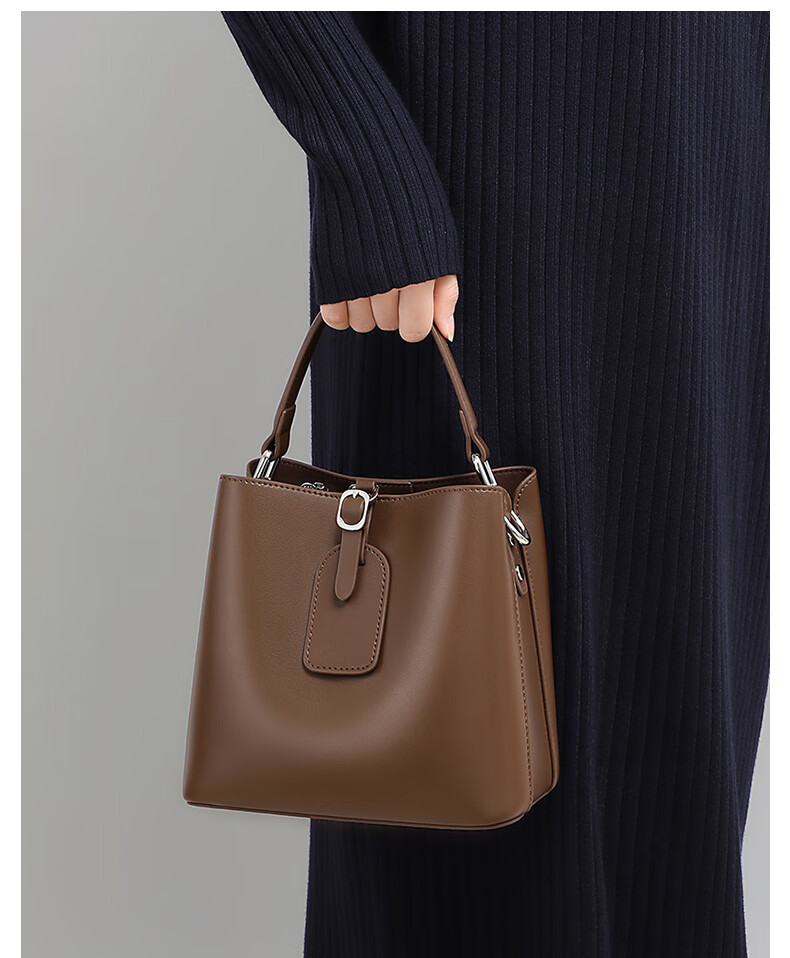 Viney Leather Handbag, Large Capacity Bucket Bag for Women, Tote Bag with Handles And Crossbody Strap, Practical Birthday And Mother's Day Gift for Mom 3
