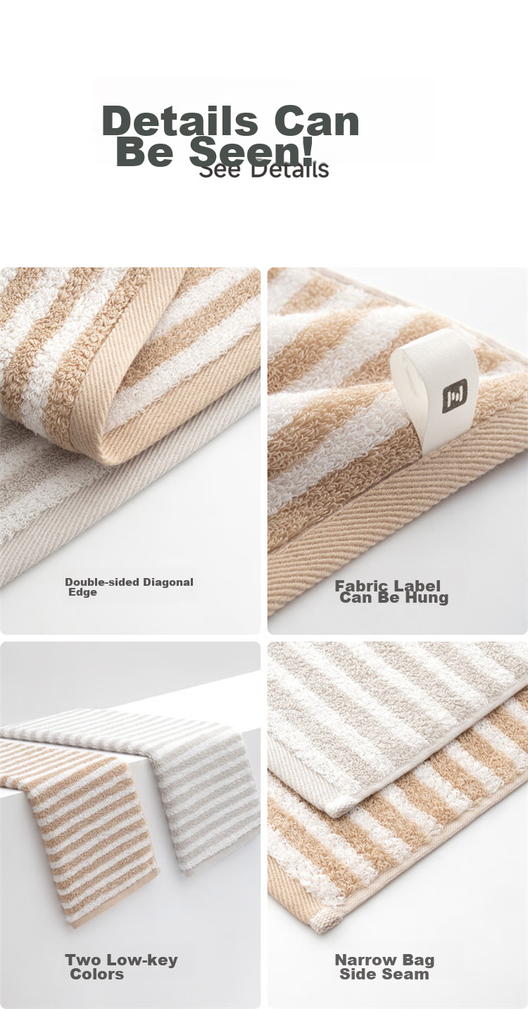 A-Life Luxury Striped Thick Bath Towel, Pure Cotton Grade A Adult Large Bath Towel, Highly Absorbent Quick-Drying Shower Towel, Brown And White 13