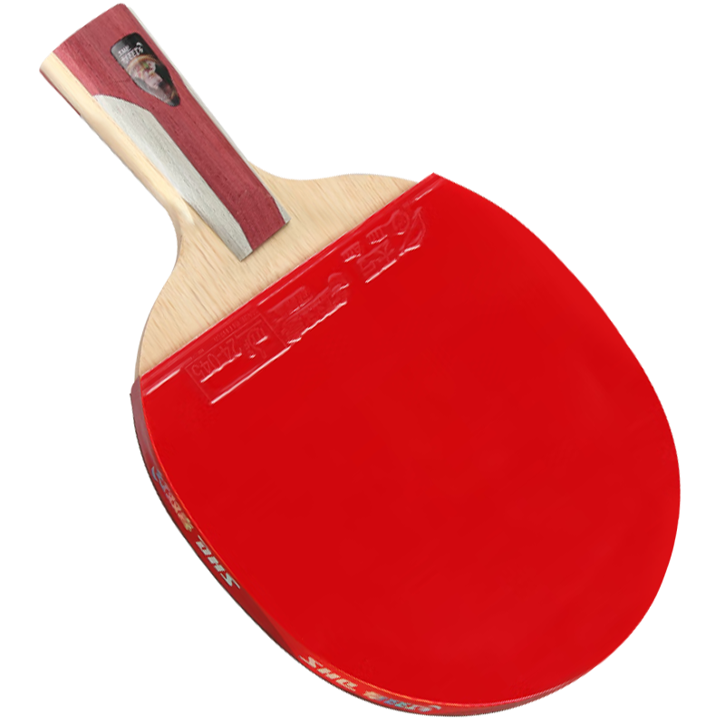 DHS Table Tennis Racket, 6-Star Straight Handle, Single Racket, Kuangbiao 3 Rubber, Six-Star Fast Attack Racket H6006, Includes Ping Pong Balls