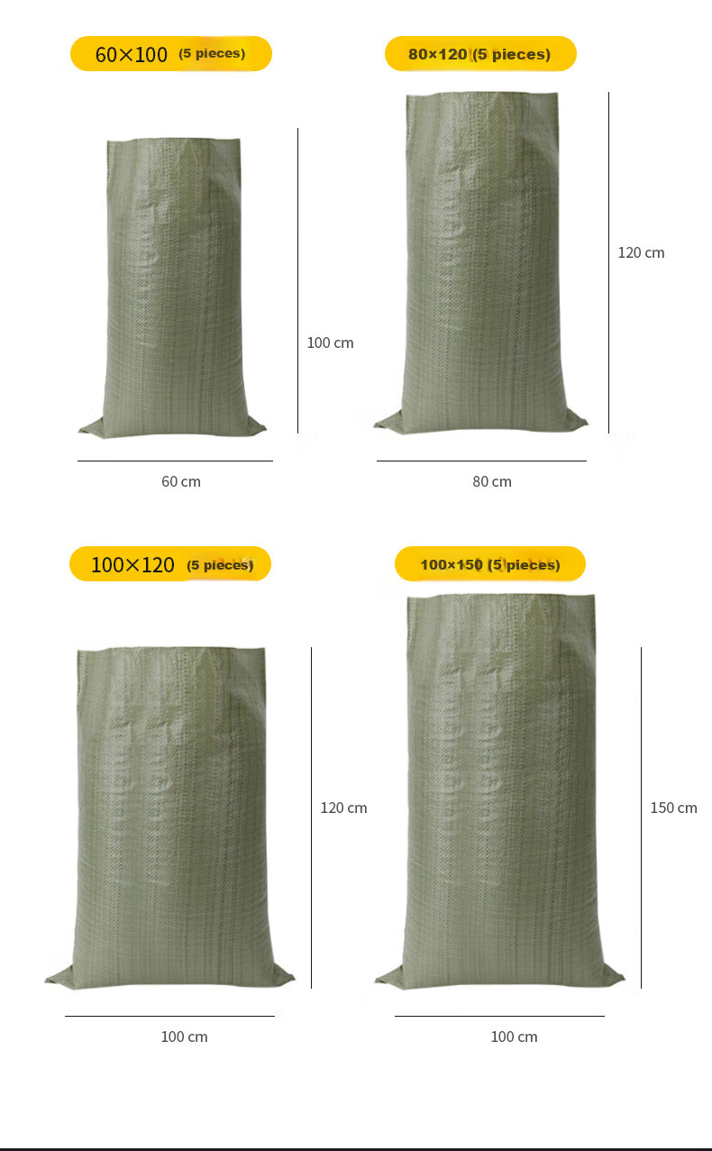Siwangongli Woven Bags for Construction Waste, Express Packaging, Moving, Sacks, Drawstring Bags, Flood Prevention Bags, Snake Skin Bags [5 Pieces] Standard Style 60*100 5