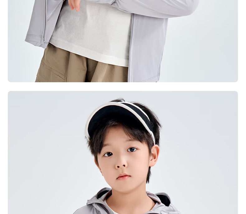 Luomeng Children's Summer New UV Protection Sun Protection Clothing, Kids' Air Conditioning Shirt, Light Gray Sun Protection Clothing, Size 160 22