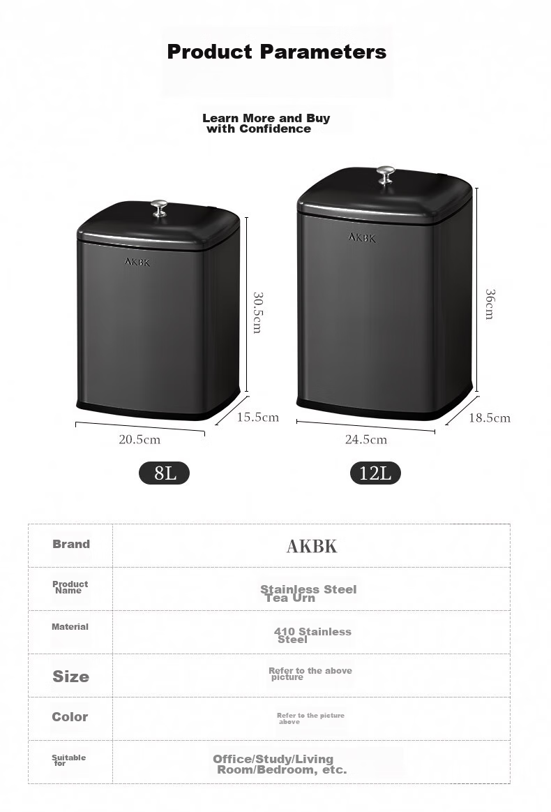 AKBK Stainless Steel Tea Water Bucket Trash Can, 12L Black Titanium Gold Tea Residue Bucket, Water Storage Bucket with Dry And Wet Separatio 14