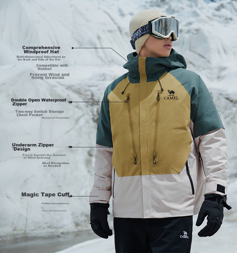 CAMEL [Wang Junkai's Choice] King's Armor Three-In Goose down Jacket for Men And Women, Ski Wear 1732 5