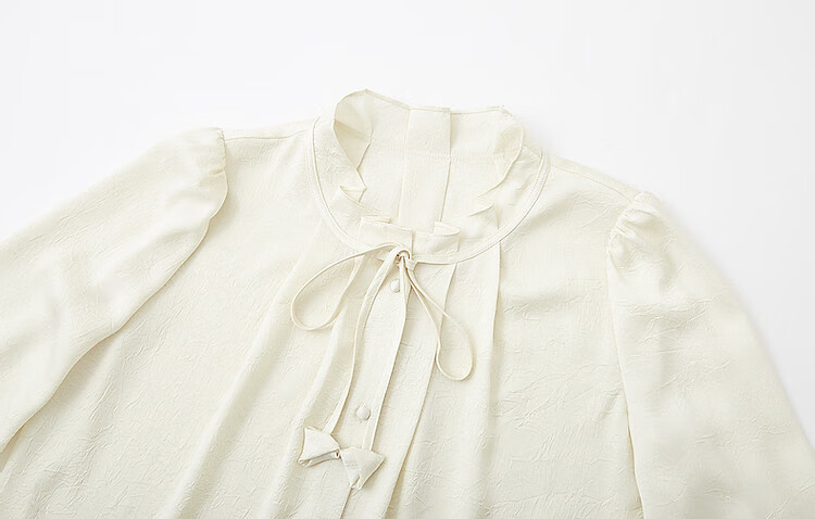 Dme [Ankeala Red] Elegant Office Blouse for Spring And Autumn, Wrinkled Shiny Ruffle Puff Sleeve Shirt Women's Top 7