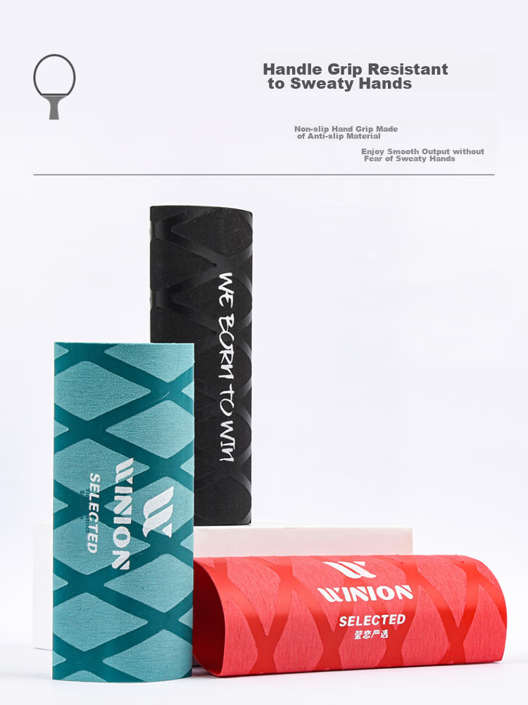 WINION Selected Table Tennis Racket Heat Shrink Grip Tape, Non-Slip Sweat-Absorbing Handle Cover, Black Red Green Set 3