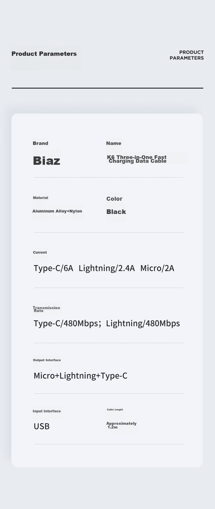 BIAZE Three-In Data Cable, Type-C Fast Charging Cable 100W, Three-In Charging Cable for Car Use, Compatible with Apple IPhone 18/17/16/15/14/13, Huawei, Xiaomi, Android Phones 11