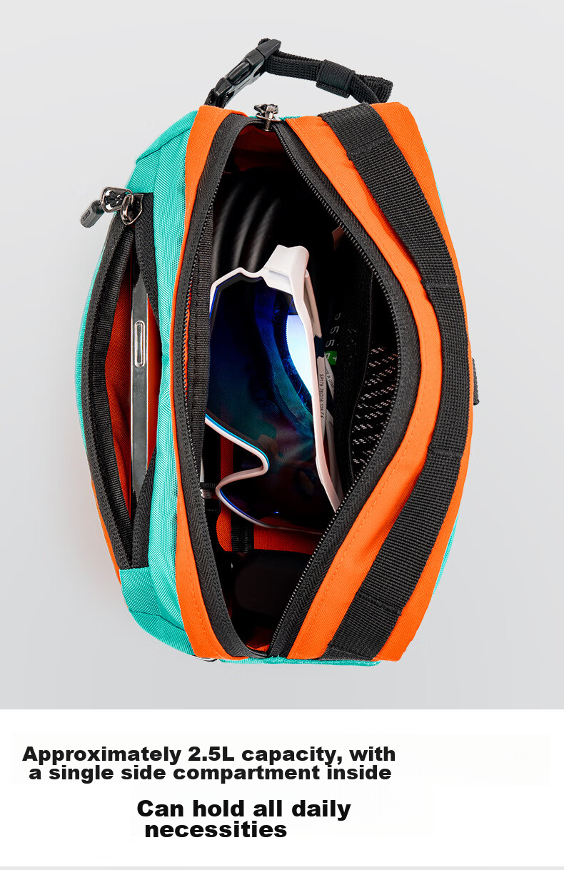 ROCKBROS Bicycle Front Bag for Mountain And Road Bikes, Handlebar Storage Pouch with Reflective Strips, Commuter Cycling Gear, Blue And Orange Color 4