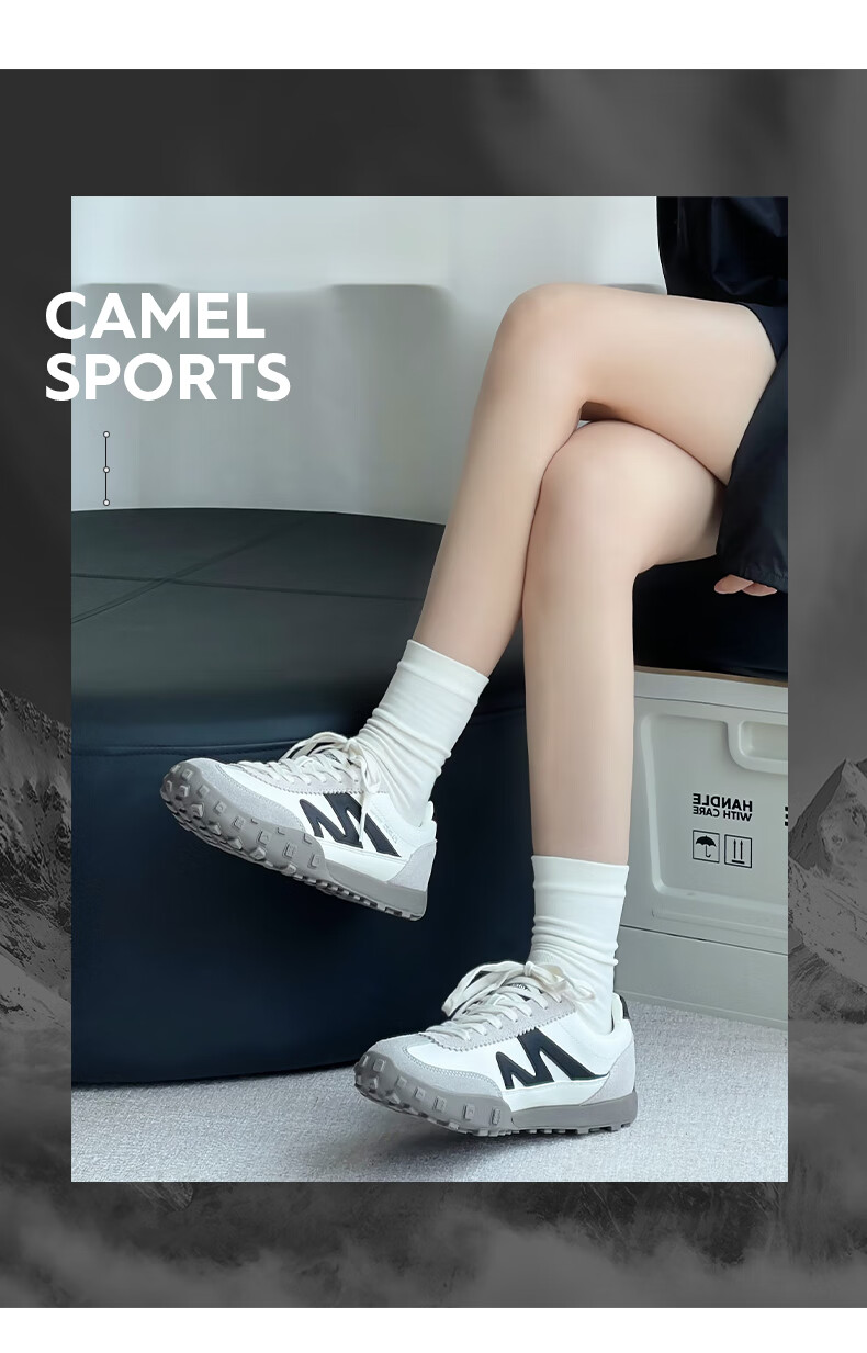 CAMEL Women's Thin-Soled Shoes, Retro Casual Sports Training Shoes X24B09L7606, Ivory White/black, Size 35 6