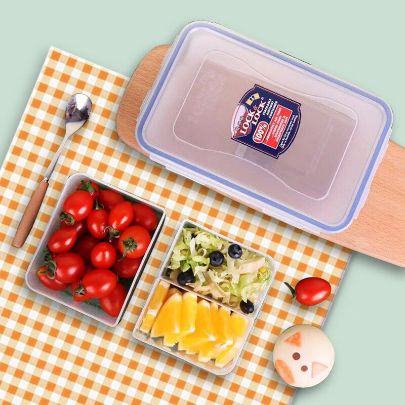 LOCK&LOCK Large Capacity Divided Plastic Food Storage Container, Lunch Box, Meal Box, Snack And Fruit Container, Refrigerator Organizer Box, Storage Container, 1L