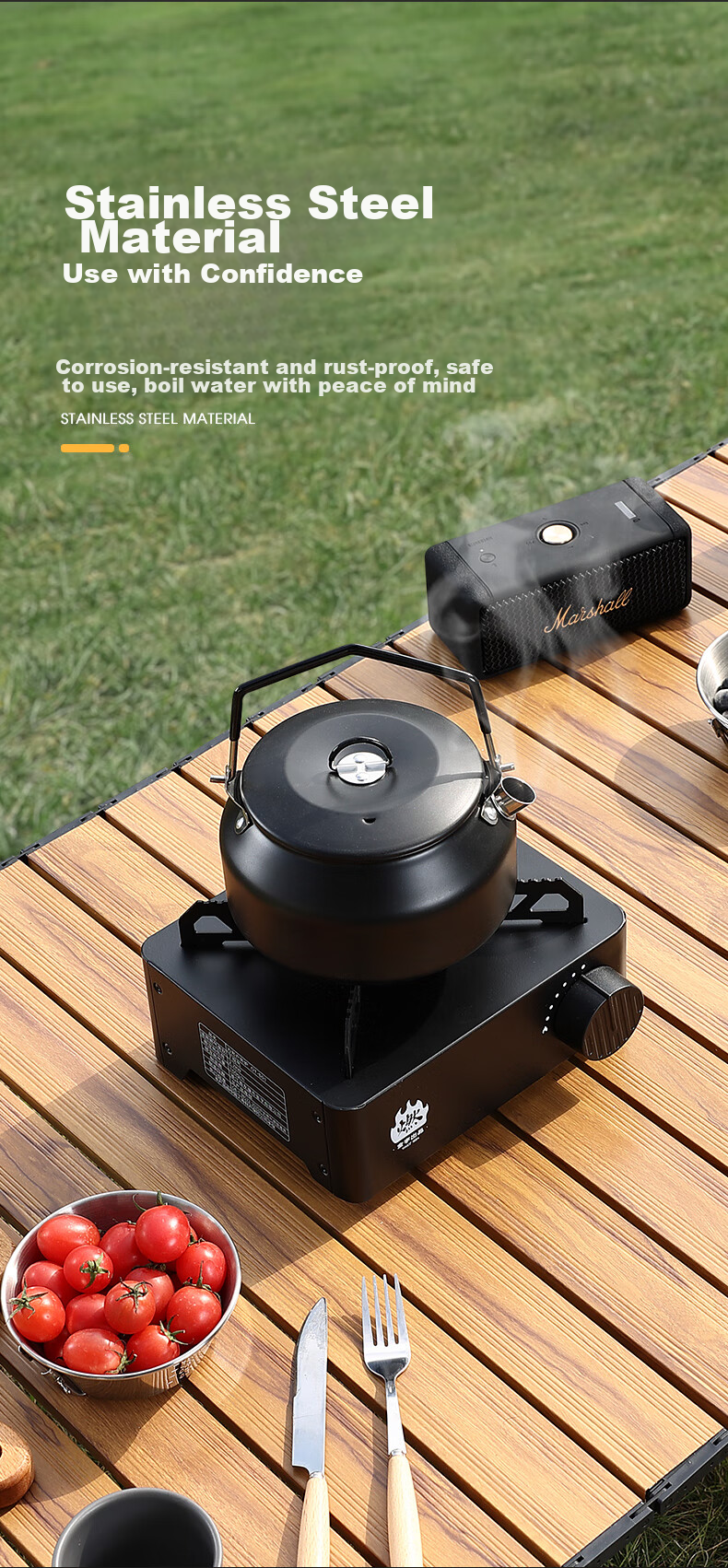 Jinyu Outdoor Kettle, Camping Water Kettle, Picnic Equipment, Stainless Steel Tea Pot, Portable Stove, Camping Water Boiler 4