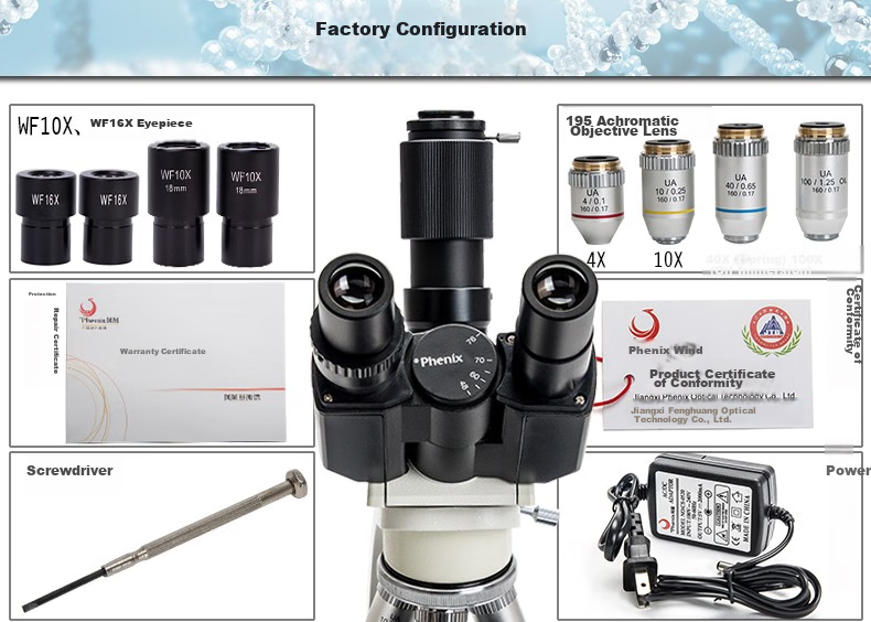 Phenix PH50-3A43L Three-Lens Biological Microscope, Professional Teaching And Experimental, High Magnification, High Definition, for Health Care And Livestock Breeding 20