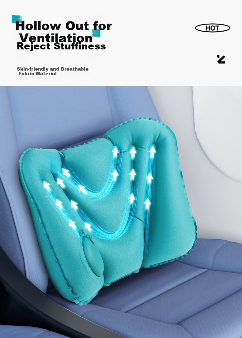 Jingmao Inflatable U-Shaped Pillow, Lumbar Support Cushion, Convenient Travel Airplane Pillow, Neck Protector, Long-Sitting Aid, Back Support Pad for Waist 13