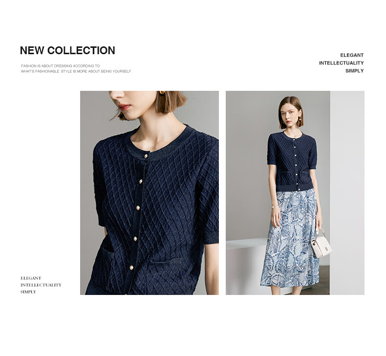 YANYEE Black Crew Neck Knit Top Women 2024 Summer Casual Simple Versatile Shiny Short Sleeve Shirt Dark Blue XXL/44 4