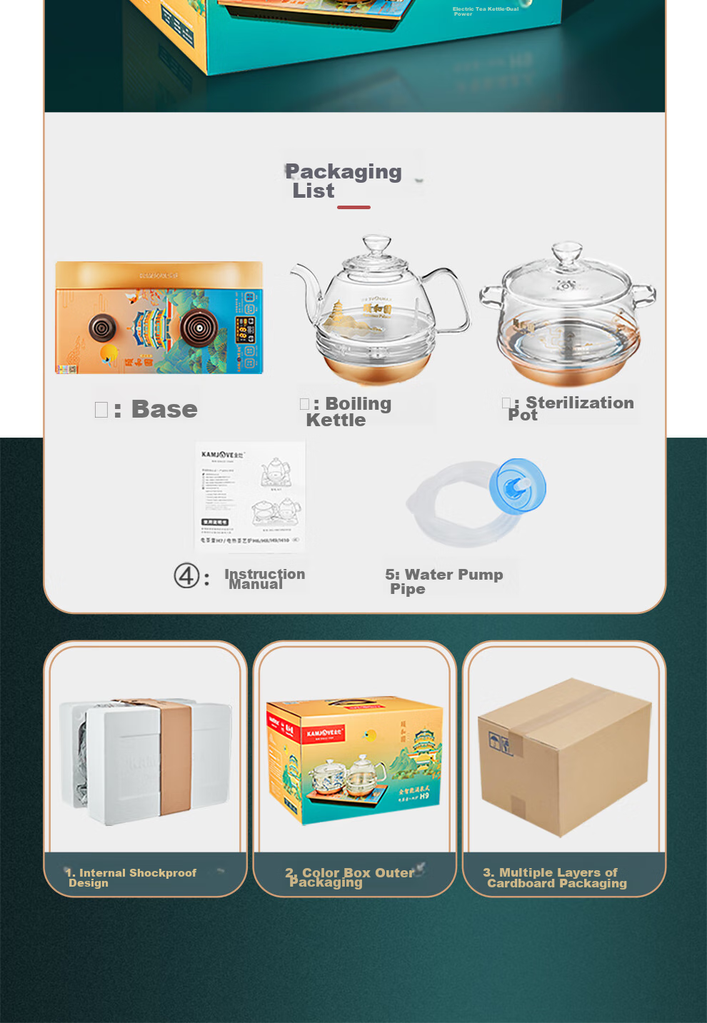 KAMJOVE One-Touch Fully Automatic Bottom Water-Filling Electric Kettle, Glass Intelligent Temperature-Controlled Electric Tea Stove, H9 Yiyhe Garden Co-Branded Editio 30
