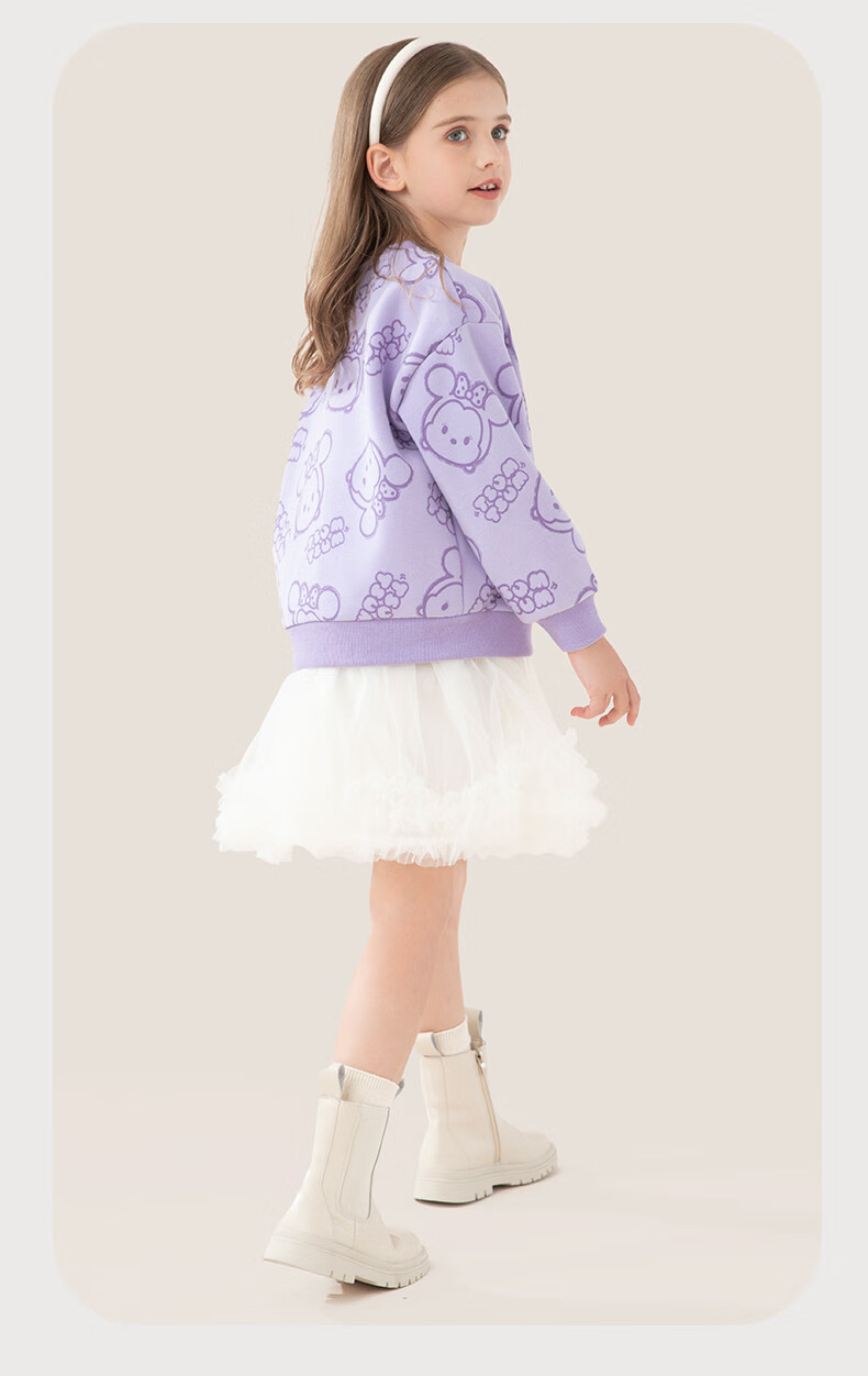 Disney Children's Sweatshirt, Girls' Autumn Casual Top, Big Kids Stylish Versatile Clothing, Z233016 Purple, 150cm 14