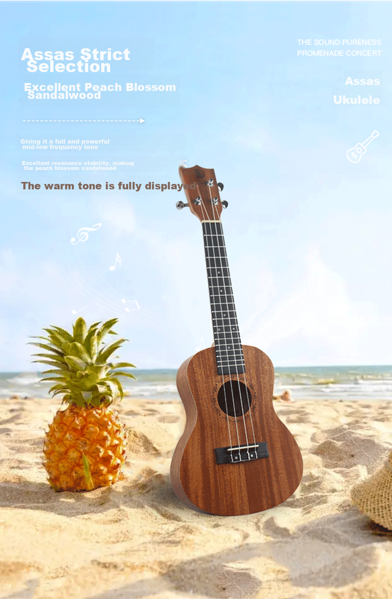 Asasi Ukulele School Children's Beginner Guitar for Primary, Middle And High School Boys And Girls, Entry-Level 23-Inch Single Board 4-String Small Guitar 3