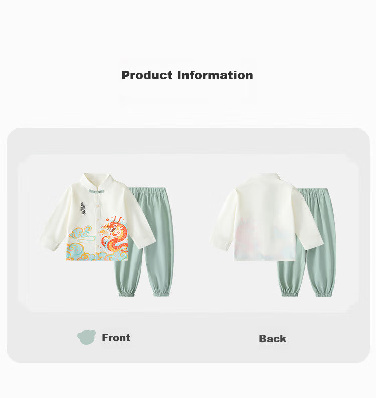 Classic Teddy Children's Outfit, Boys' Hanfu, Two-Piece Set for Young And Older Kids, Traditional Chinese Style, Pure Cotton Tang Suit, Gray-Green, Size 140 6