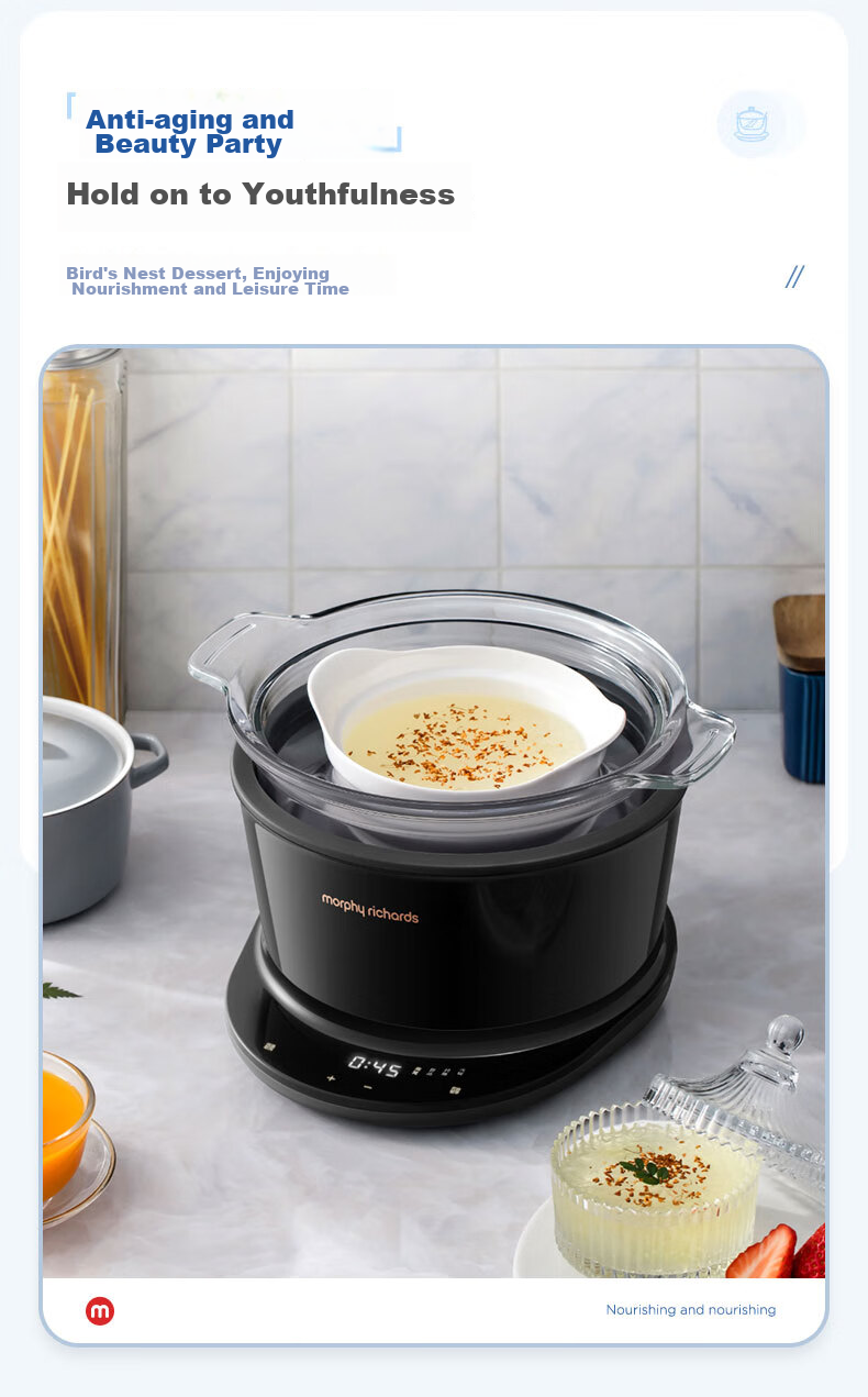 Morphyrichards Multi-Functional Electric Stew Pot, Home Use for Cooking Medicinal Food, 3.5L Soup Pot, Health Pot with Timer Function, Electric Cooking Pot for Stewing Soup, Porridge Cooker, Baby Food Processor, MR9082 9