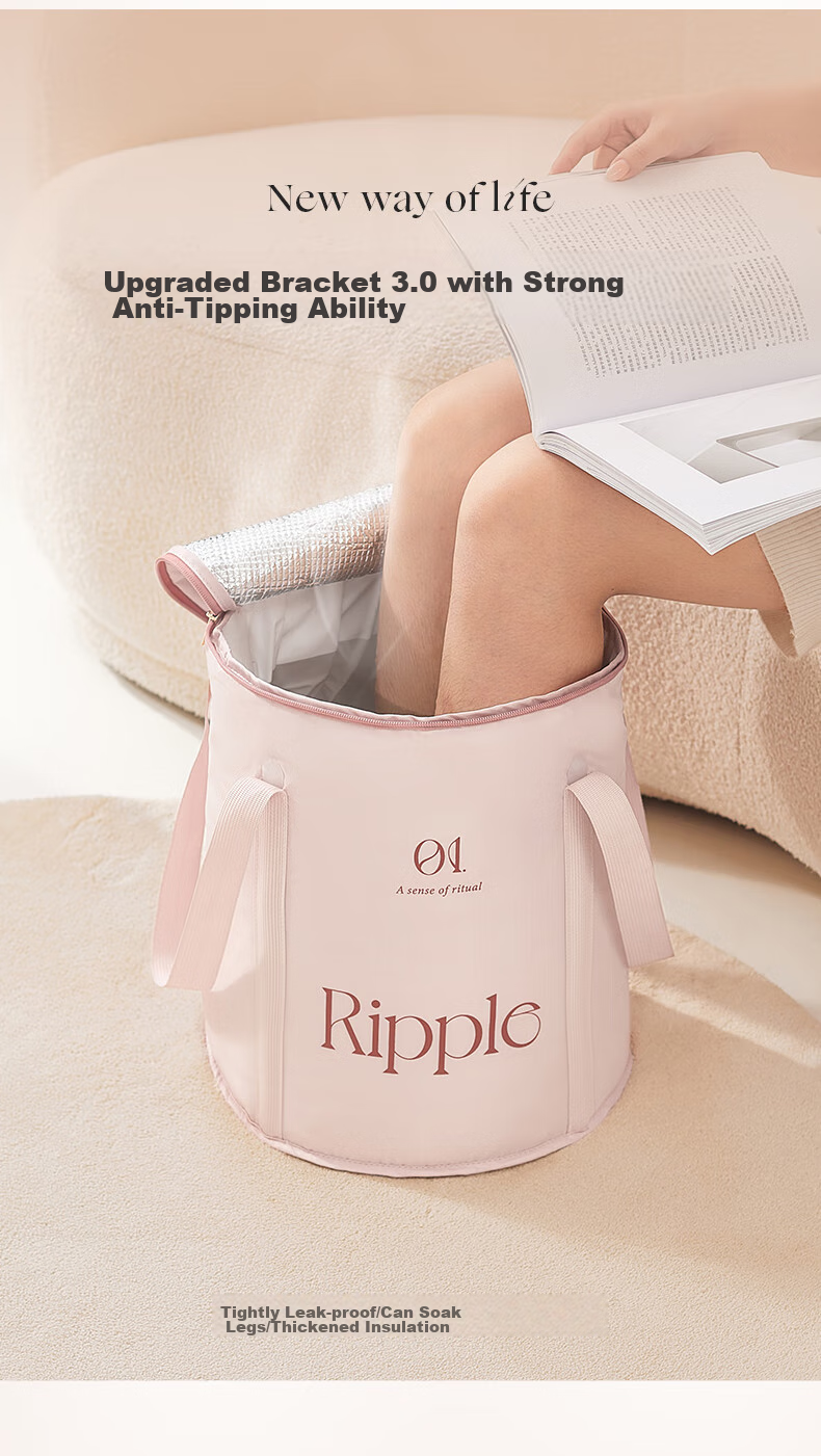 EACHY Foldable Foot Soaking Bucket, Calf Bath Tub, Foot Washing Basin, Deep Portable Home Use, Deep Insulated Foot Soaking Bag, Purple 1