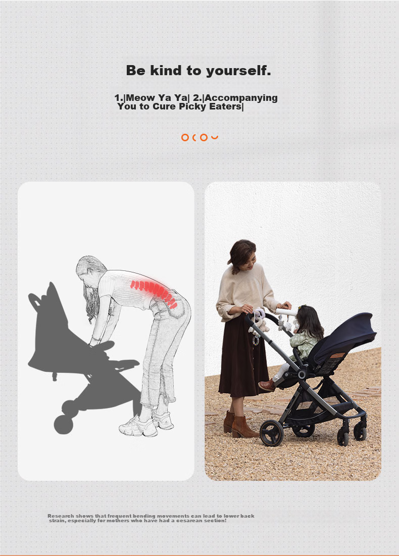 Elittile Stroller for Infants 0-3 Years Old, Foldable, Can Sit And Lie Down, Shock-Absorbing, High Landscape View, Perfect for Taking Babies Out, EMU European Version with Full Canopy And Red Seat 2