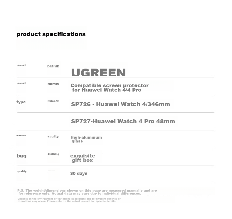 UGREEN Compatible with Huawei Watch 4/3 Protective Film, Composite Film, Non-Tempered Glass, HD Full Screen Coverage, 46mm Shockproof, Explosion-Proof, Scratch-Resistant, Fingerprint-Resistant 20