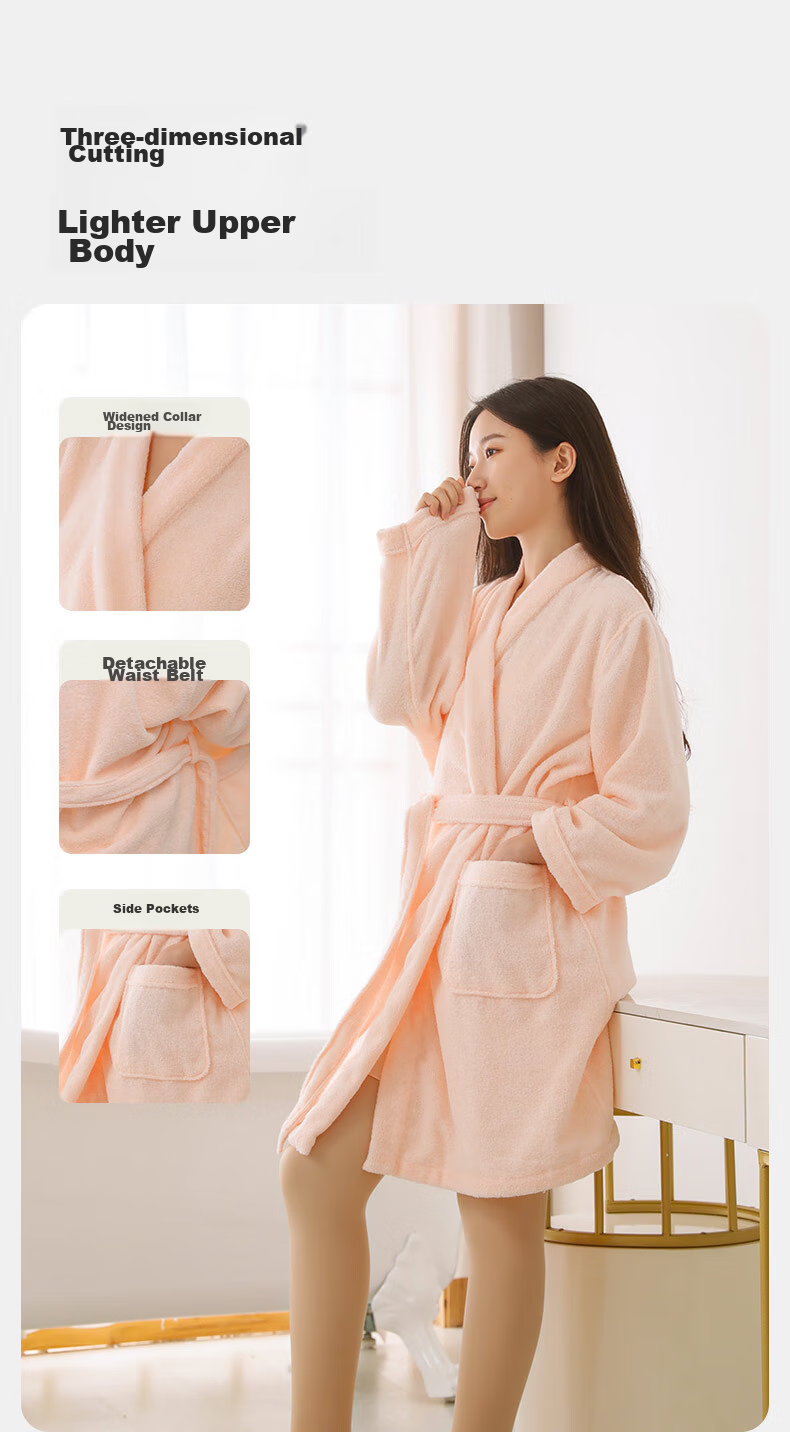 KING SHORE Bathrobe, Pure Cotton Sleepwear, Five-Star Hotel All-Season Style, Couple's Bathrobe, Unisex Bathrobe, Elegant Gray, XL 5