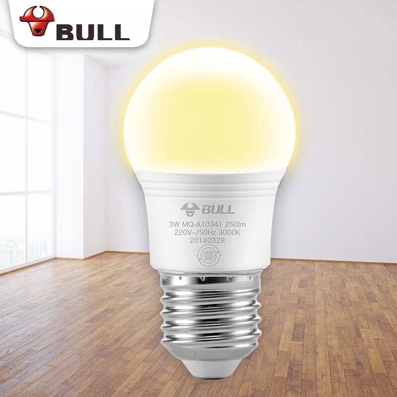 BULL LED Bulb E27 Screw Base Globe Light, 3W Globe Bulb Warm Light (Warm White), 3000K